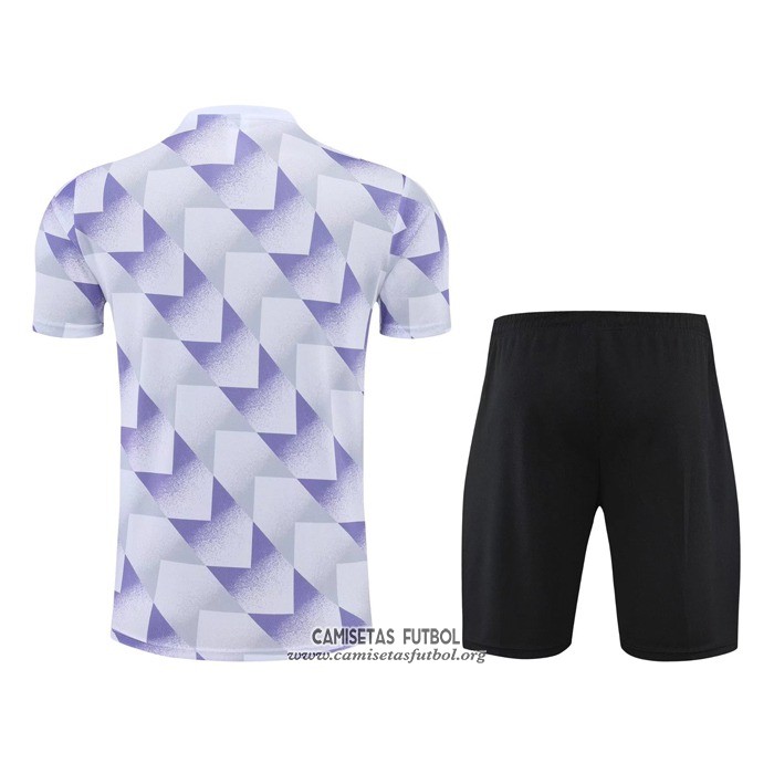 Chandal del Real Madrid Manga Corta 2022/2023 Blanco y Purpura - Pantalon Corto